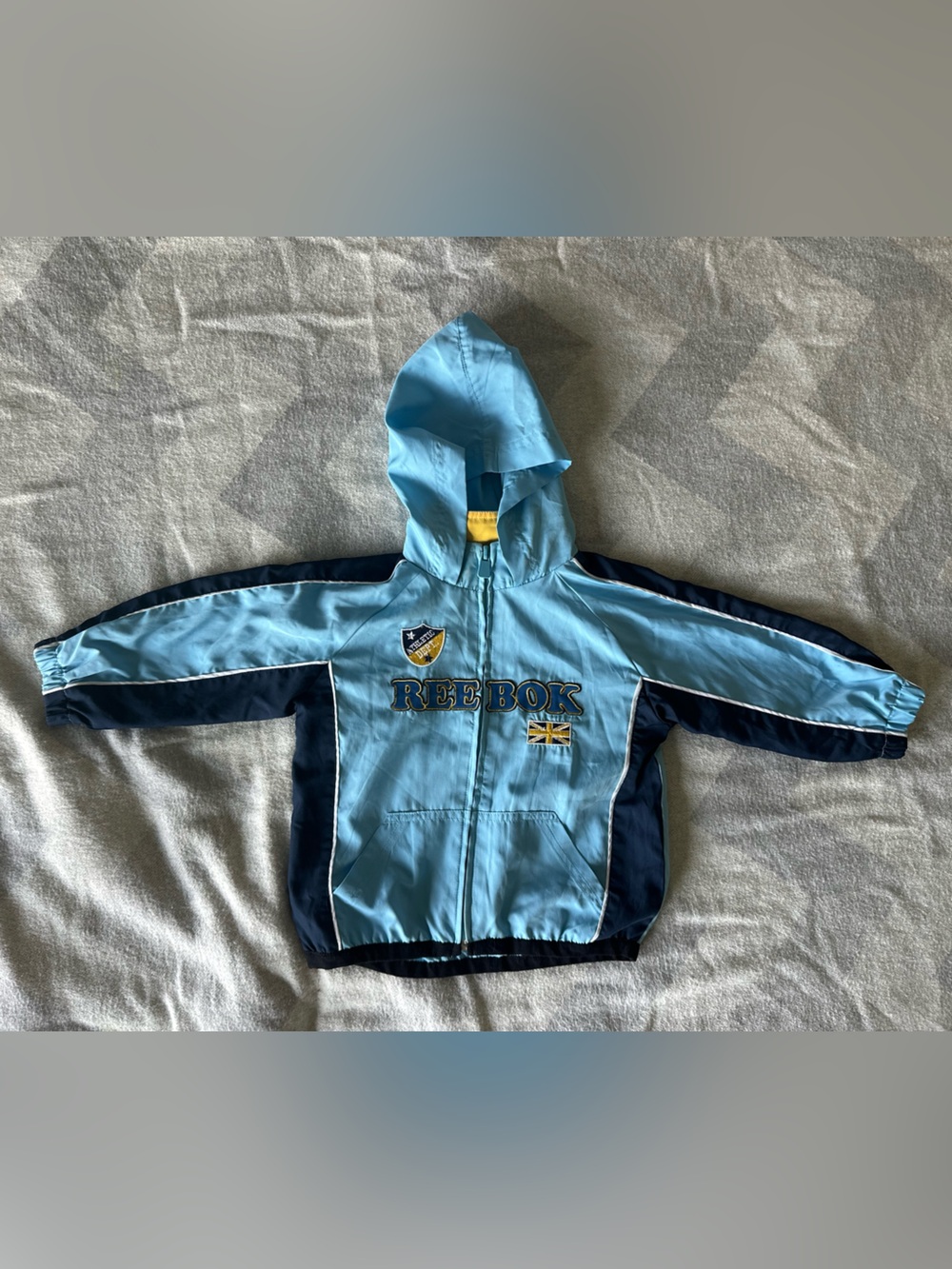 Vintage Reebok 2t Light Blue Jacket with Yellow Trim
